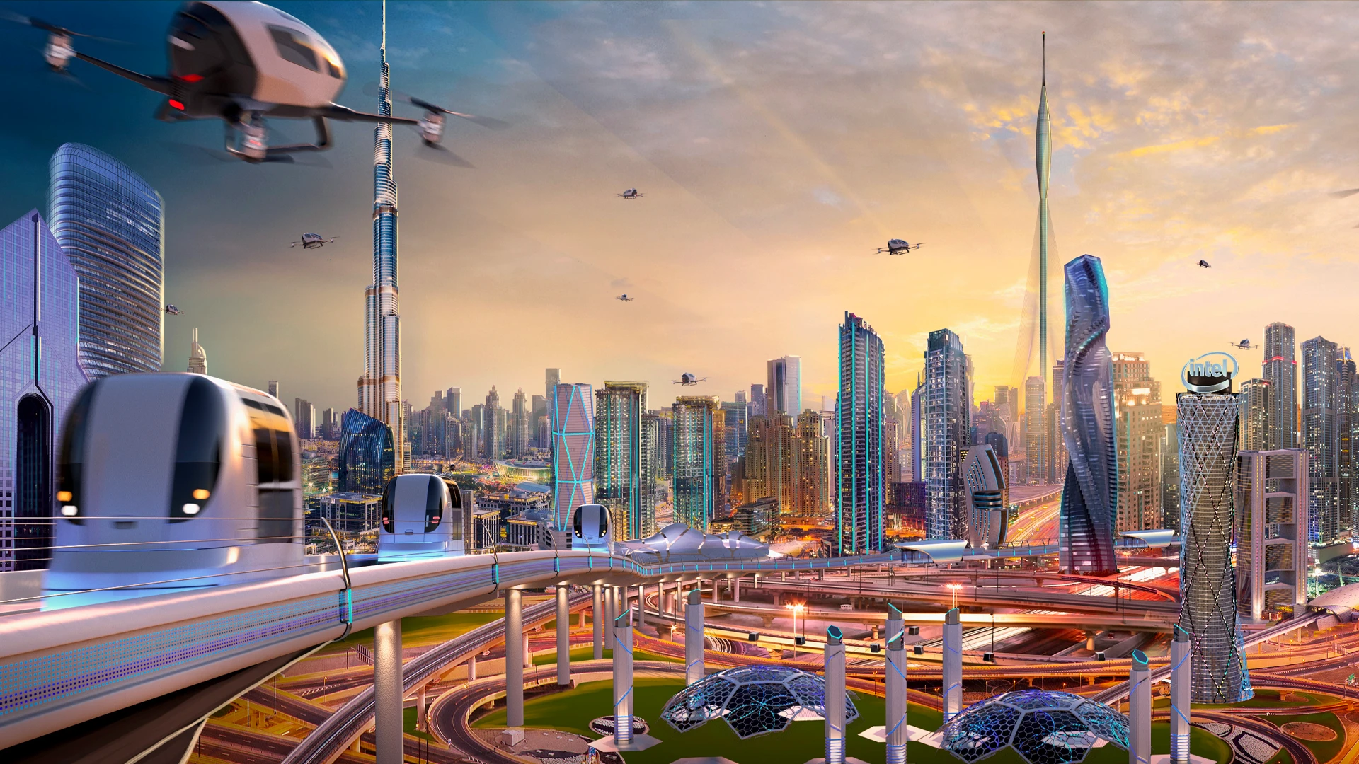 Dubai 2030 and 2040 vision cityscape
